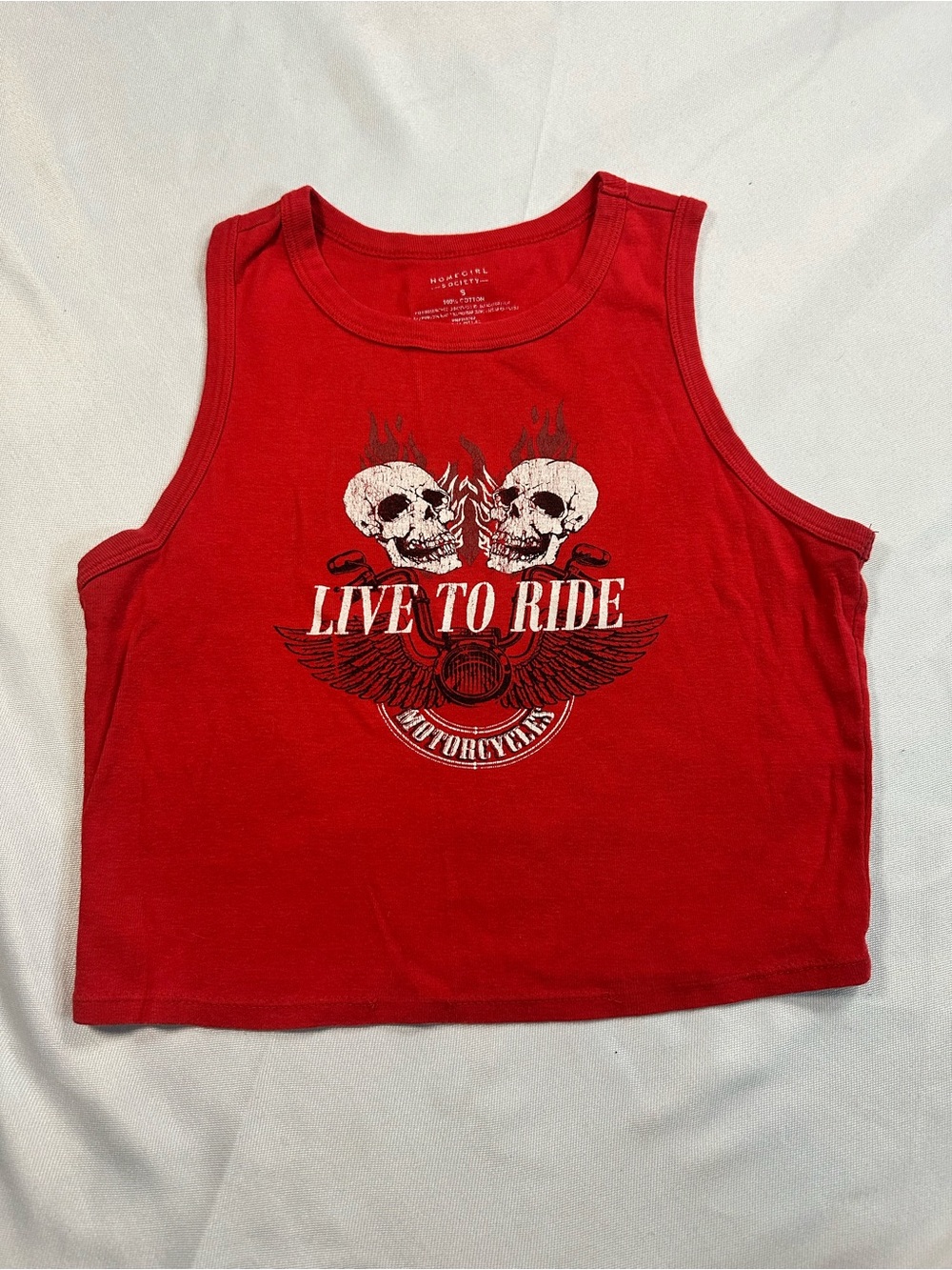 Homegirl Society- Live to Ride Red Crop Tank Top